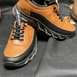 Women's Brown leather and Black Athletic Shoes
